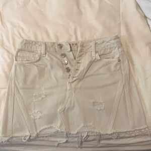 Distressed Free People Denim Mini Skirt